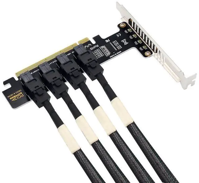 Alt view image 6 of 7 - PCI-E X16 to SFF-8643 U.2 4-Port Expansion Card PCI Express to U2 SFF-8639 Expansion Card for Windows (Pay Attention to Compatibility)