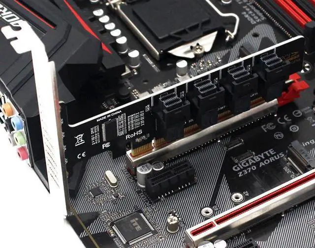 Alt view image 7 of 7 - PCI-E X16 to SFF-8643 U.2 4-Port Expansion Card PCI Express to U2 SFF-8639 Expansion Card for Windows (Pay Attention to Compatibility)