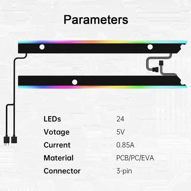 Alt view image 7 of 7 - ARGB Motherboard Illuminated Atmosphere Light Strips 5V 3Pin Synchronous Light Bar for IO Computer Host M-ATX/ATX Desktop PC Accessory Decorative Light Board (ATX(300 * 245mm))