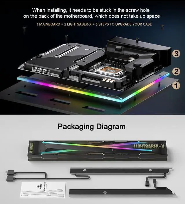 Alt view image 3 of 7 - ARGB Motherboard Illuminated Atmosphere Light Strips 5V 3Pin Synchronous Light Bar for IO Computer Host M-ATX/ATX Desktop PC Accessory Decorative Light Board (ATX(300 * 245mm))
