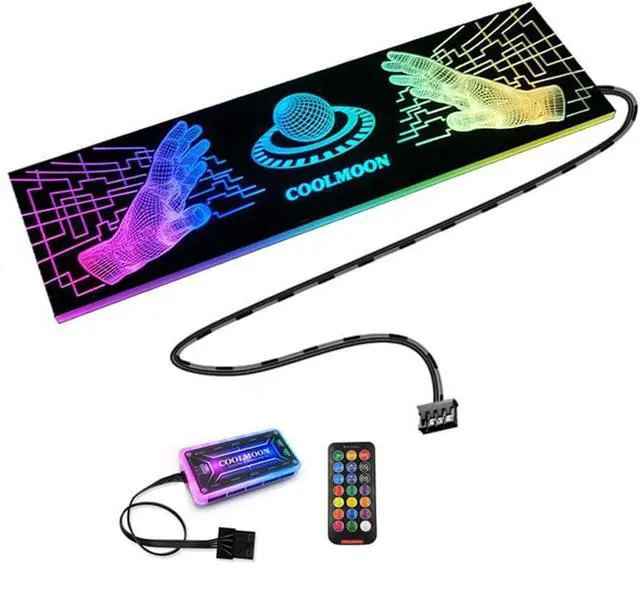 Alt view image 2 of 7 - Universal RGB Light Board Power Warehouse Decoration Chassis Light Board Chassis Lighting Side Panel for Computer Cases with Remote Control Small 4Pin (Musical)