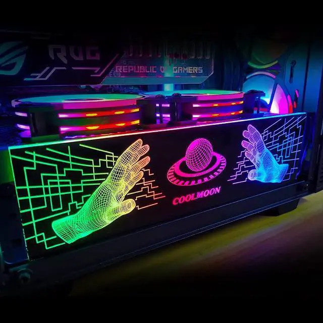 Alt view image 4 of 7 - Universal RGB Light Board Power Warehouse Decoration Chassis Light Board Chassis Lighting Side Panel for Computer Cases with Remote Control Small 4Pin (Musical)