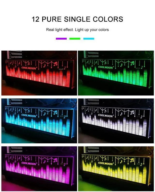 Alt view image 6 of 7 - Universal RGB Light Board Power Warehouse Decoration Chassis Light Board Chassis Lighting Side Panel for Computer Cases with Remote Control Small 4Pin (Musical)