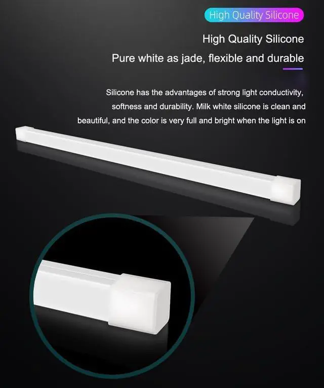 Alt view image 6 of 7 - 11.8inch/30cm Computer Case ARGB Light Bar RGB Strip Silicone Chassis Ambient Lamp Decoration DIY Colorful Strips Desktop PC Accessories (Square)