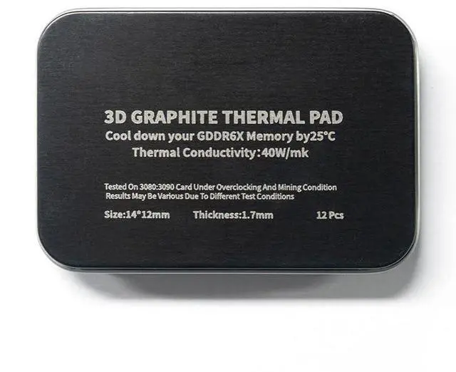 Main image of 12pcs 40W/m.k 3D Graphite Thermal Pad RTX 3090/3080 Memory Thermal Grease Pad Graphics Card IC Cooling GDDR 6X VRAM Graphene Cooling (12x14x1.7mm)