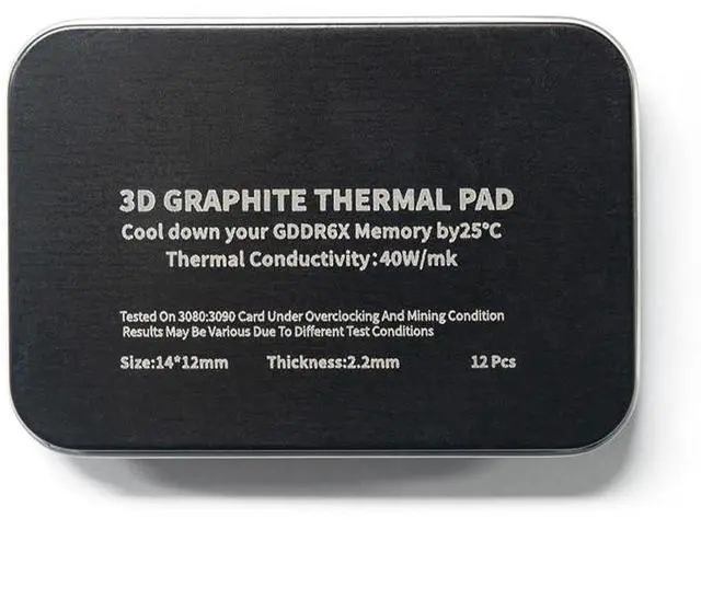 Main image of 12pcs 40W/m.k 3D Graphite Thermal Pad RTX 3090/3080 Memory Thermal Grease Pad Graphics Card IC Cooling GDDR 6X VRAM Graphene Cooling (12x14x2.2mm)