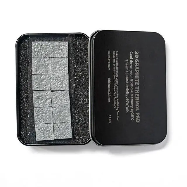 Alt view image 2 of 7 - 12pcs 40W/m.k 3D Graphite Thermal Pad RTX 3090/3080 Memory Thermal Grease Pad Graphics Card IC Cooling GDDR 6X VRAM Graphene Cooling (12x14x2.6mm)