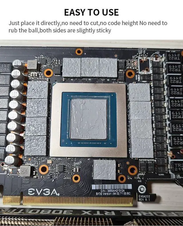 Alt view image 7 of 7 - 12pcs 40W/m.k 3D Graphite Thermal Pad RTX 3090/3080 Memory Thermal Grease Pad Graphics Card IC Cooling GDDR 6X VRAM Graphene Cooling (12x14x2.6mm)