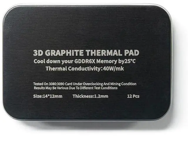 Main image of 12pcs 40W/m.k 3D Graphite Thermal Pad RTX 3090/3080 Memory Thermal Grease Pad Graphics Card IC Cooling GDDR 6X VRAM Graphene Cooling (12x14x1.2mm)