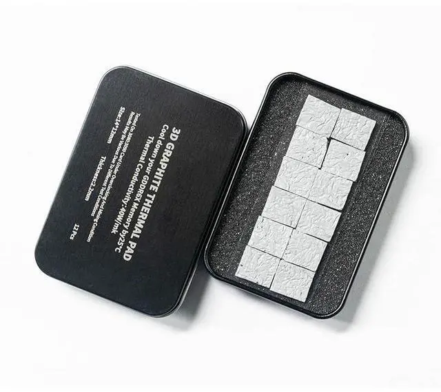 Alt view image 2 of 7 - 12pcs 40W/m.k 3D Graphite Thermal Pad RTX 3090/3080 Memory Thermal Grease Pad Graphics Card IC Cooling GDDR 6X VRAM Graphene Cooling (12x14x1.2mm)