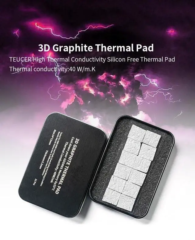 Alt view image 6 of 7 - 12pcs 40W/m.k 3D Graphite Thermal Pad RTX 3090/3080 Memory Thermal Grease Pad Graphics Card IC Cooling GDDR 6X VRAM Graphene Cooling (12x14x1.7mm)