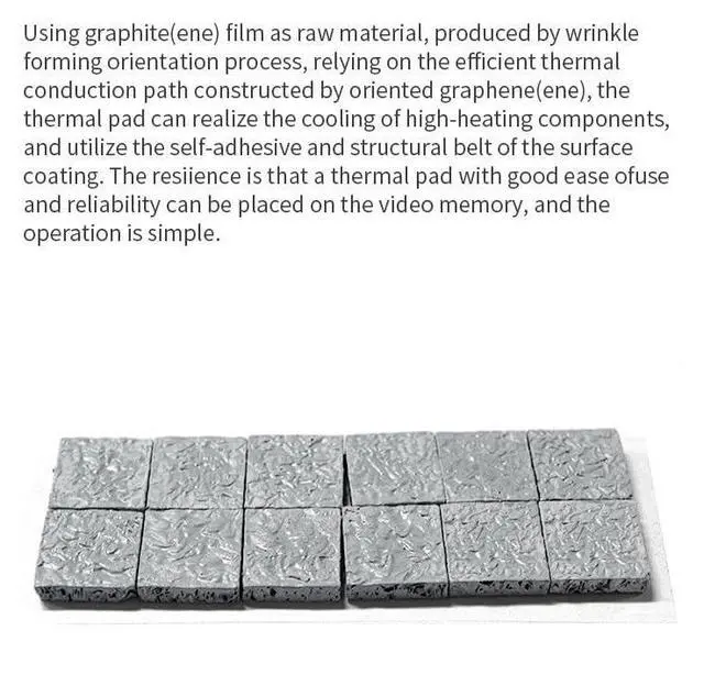 Alt view image 7 of 7 - 12pcs 40W/m.k 3D Graphite Thermal Pad RTX 3090/3080 Memory Thermal Grease Pad Graphics Card IC Cooling GDDR 6X VRAM Graphene Cooling (12x14x1.7mm)