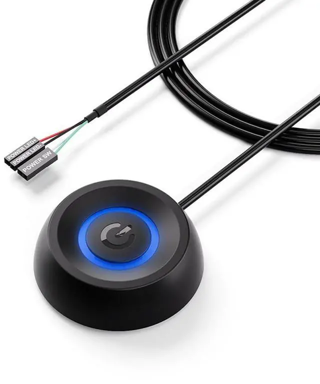 Main image of 1.8m/5.9ft Desktop Computer Power Switch, PC Power Button Switching External Remote Start PC Motherboards Power Push Computer Host Button Supply (Black)