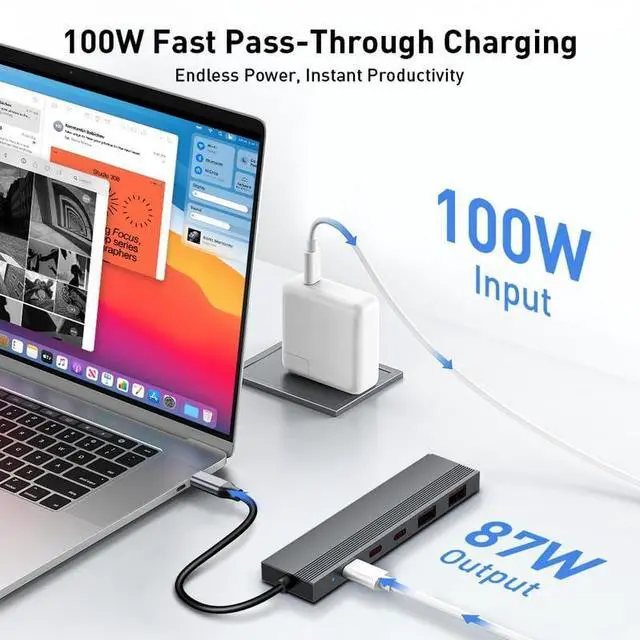 Alt view image 4 of 7 - 5-in-1 USB C Hub with 4X 10Gbps USB 3.2 Ports and 100W PD Charging Compact Portable for Laptop (2 USB-A and 2 USB-C)