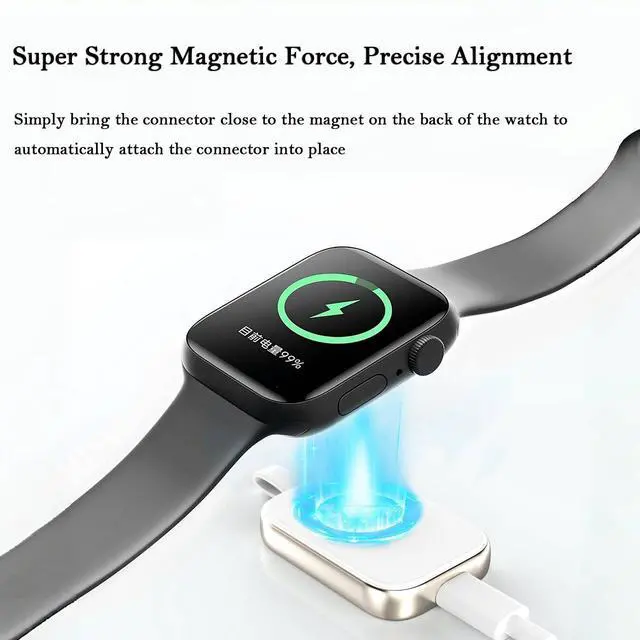 Alt view image 3 of 7 - Portable 3W Type-C Female Fast Charger Wireless Magnetic Watch Charging for Apple Watch iWatch Series 9 8 7 6 5 4 3 2 1 0 Ultra Wireless Cordless Charging Dock (Gold)