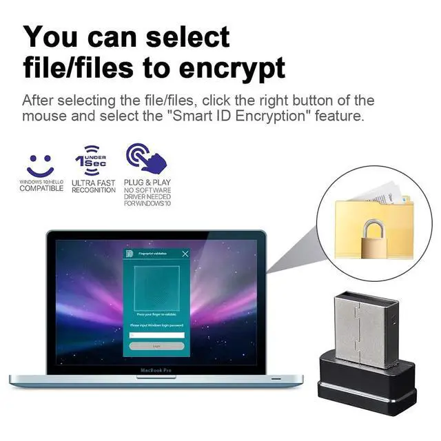Alt view image 6 of 7 - Mini USB Fingerprint Reader Module for Windows 10 11 Hello Biometric Scanner Padlock Smart ID Security Key Fingerprint Identification Unlocking Tool for PC Laptop