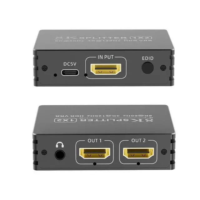 Alt view image 2 of 7 - HDMI 2.1 Splitter 1 in 2 Out 8K with Audio Extractor for Xbox Series X/S PS5 8K HDTV