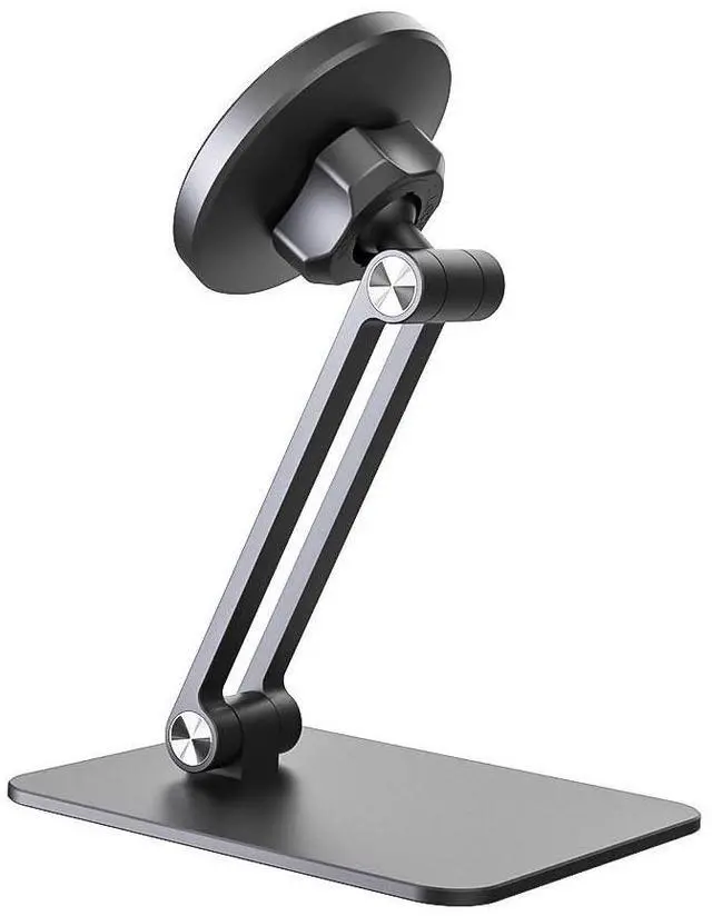 Alt view image 2 of 7 - Alloy Aluminum 360° Rotatable Magnetic Suction Cellphone Stand Support Desktop Mobile Phone Holder Brace Compatible with 17mm Ball Head Cell Phone Holder