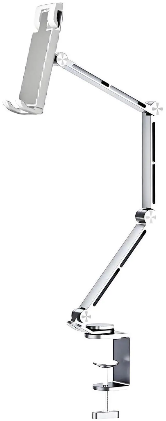 Main image of Rotatable Holder Stand Tablet Holder Multi-Angle Design Phone Clip Swivel Mount Desktop Aluminum Alloy Cantilever Bed Desk Home Live Folding Bracket Compatible with 4"-13" Phone Tablet (Silver)