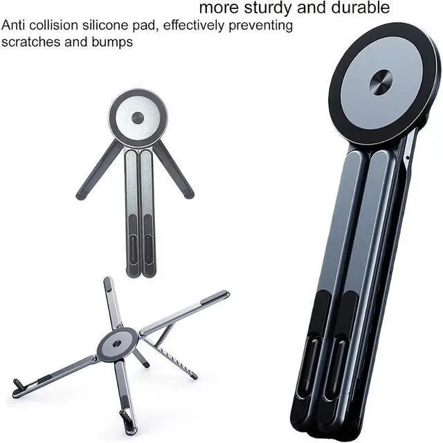 Alt view image 2 of 7 - Multifunctional Magnetic Laptop Holder Foldable Tripod Stand for Phone | Foldable Design, Phone & Laptop Support, Magnetic Mount, Portable Tripod, Multifunctional Use