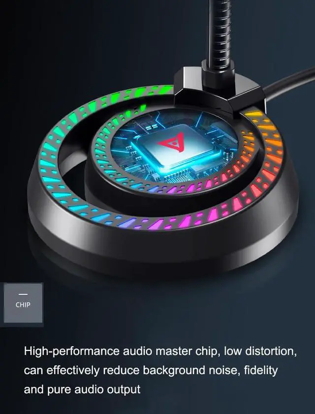 Alt view image 7 of 7 - USB Recording Microphone with RGB LED Light Stand for Laptop YouTube Live Broadcast Karaoke Gamers Computer Microphone