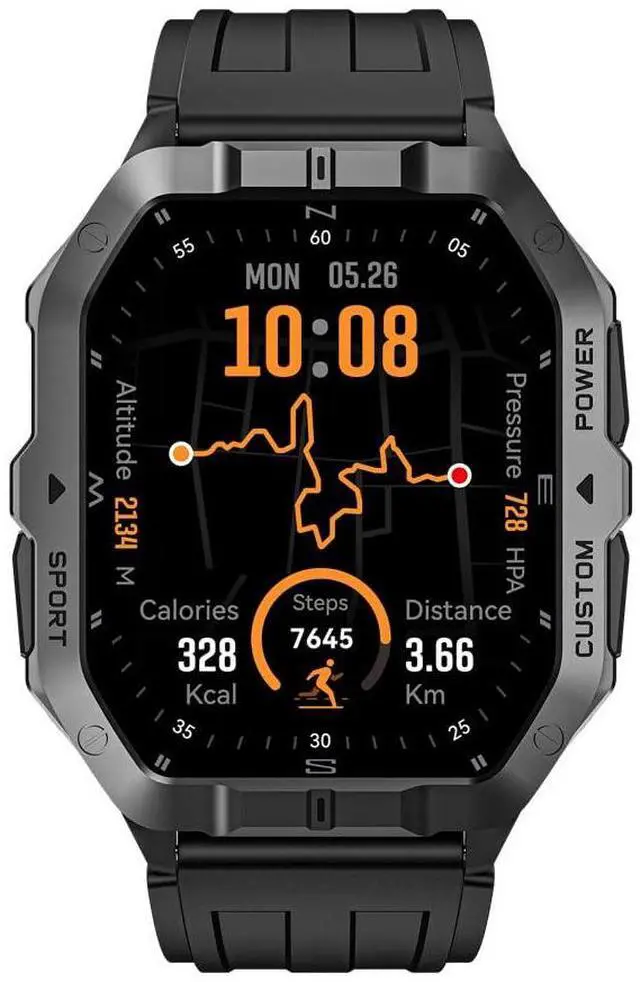 Alt view image 2 of 7 - Outdoor GPS Smart Watch 2.02" HD Big Screen Fitness Tracker for Android iPhone (Black)