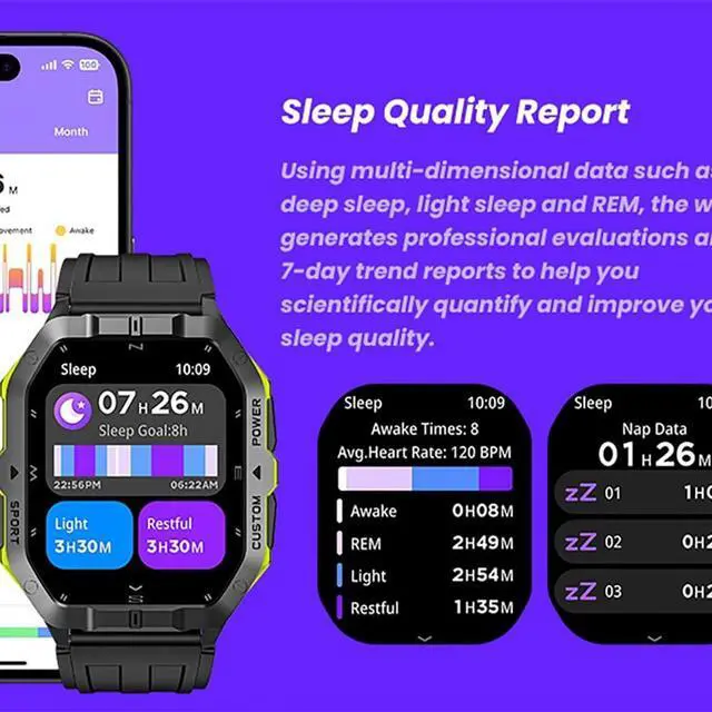 Alt view image 6 of 7 - Outdoor GPS Smart Watch 2.02" HD Big Screen Fitness Tracker for Android iPhone (Green)