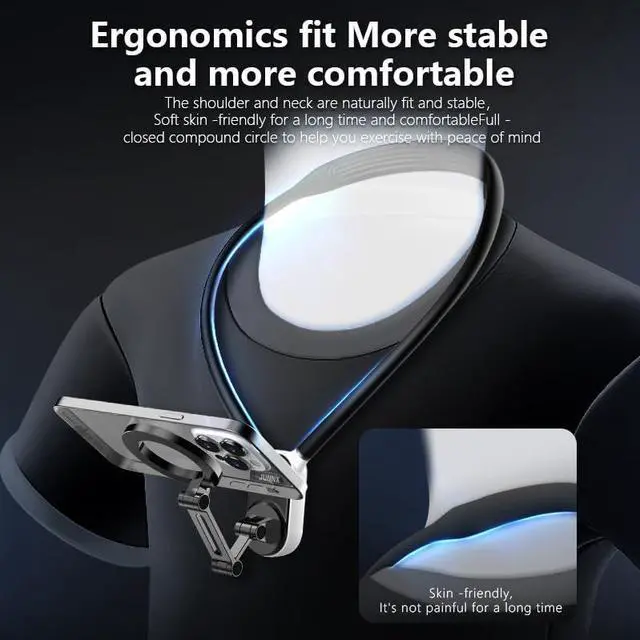 Alt view image 3 of 7 - Magnetic Suction Neck Hold Mount for GoPro Action Camera and Phone Quick Release Hold for iPhone 15 14 13 12 Vlog Live Streaming Photography Accessory