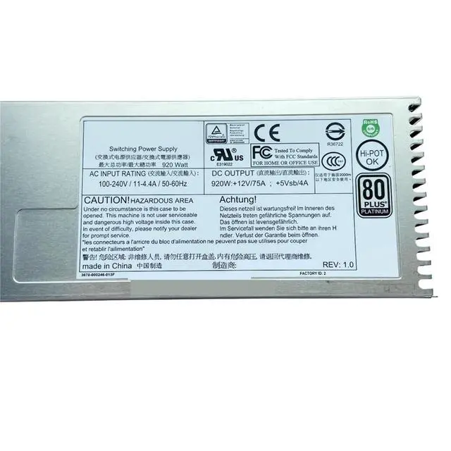 Alt view image 2 of 5 - 1pc for PWS-920P-SQ PWS-920P-1R 920W 1U Redundant Power Supply | 1pc For PWS-920P-SQ PWS-920P-1R 920W 1U Redundant Power Supply