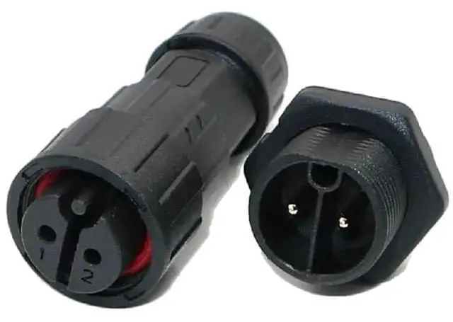 Main image of 1pc M19 Male Female 2-Pin Panel Front Mount Connector Plant Power