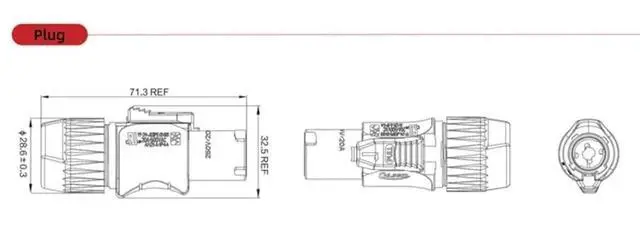 Alt view image 3 of 3 - YF24 3 Pin Plastic Power Cable Inline Connector
