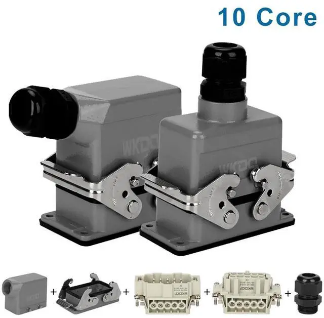 Alt view image 2 of 7 - 1pcs Heavy Duty Power Connectors HDC HE 10 Inserts 500V 16A Contact Screw Crimp Industrial Rectangular Hood Top/Side Entry HDC-HE-010(Top Entry)