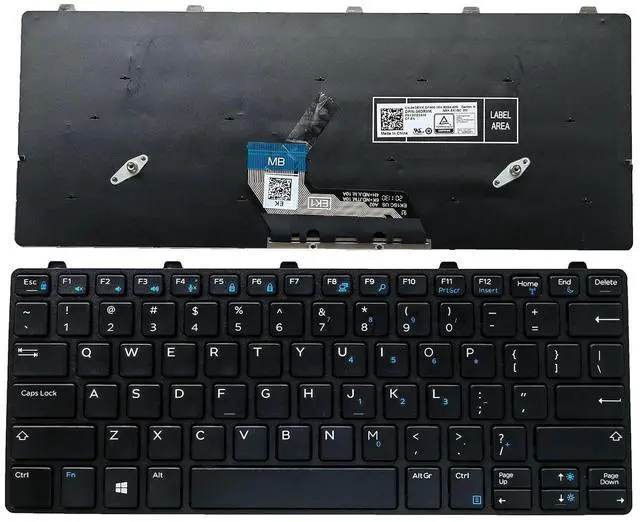 Main image of Laptop Replacement US Layout Keyboard for Dell Latitude 11 3180 3189 3190 Latitude 13 3300 3380 with Frame 0343NN 0WH9TP