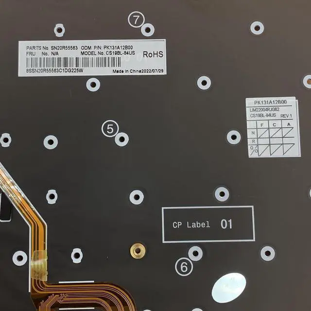 Alt view image 5 of 7 - Replacement US Backlit Keyboard for Lenovo ThinkPad X1 Carbon Gen 7/8, X1 Yoga Gen 4/5 Laptops