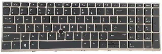 Alt view image 2 of 3 - Laptop Replacement US Layout with Pointer and Backlight Keyboard for HP ProBook 650 G4 655 G4 650 G5 655 G5 Silver Frame US L09595-001 L09593-001 603780134101 6037B0134201