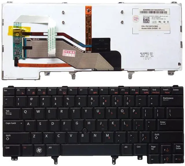 Main image of Laptop Replacement US Layout with Pointing with Backlight Keyboard for Dell Latitude E5420 E5430 E6220 E6320 E6330 E6420 E6430 E6440 9Z.N5MBV.A01 NSK-DVABV 01 O24P9J 0RT9T6