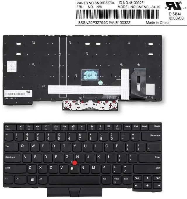 Main image of Laptop Replacement Keyboard for Lenovo ThinkPad E490 E495 T490 L490 E480 E485 L480 T480s Laptop Replace Black (No Backlight)