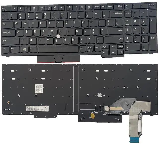 Main image of Laptop Replacement US Layout No Pointer Keyboard for Lenovo ThinkPad E580 E585 L580 E590 E595 L590 T590 P15S P52 P72 P53 P73 P53 P52 T15 01YP560 01YP720 01YP640