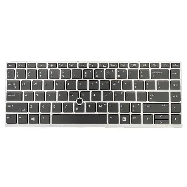 Alt view image 3 of 7 - Laptop Replacement US Keyboard for HP EliteBook 840 G5 846 G5 745 G5 US Silver Frame with Backlit with Pointer