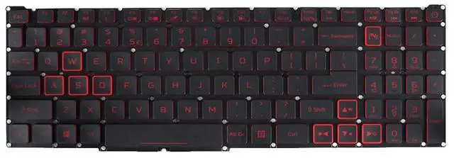 Alt view image 2 of 6 - Laptop Replacement US Layout Red Backlit Keyboard for Acer Nitro 5 AN51554 AN5155450AF AN5155455YM AN5155458YY AN5155471FT Black