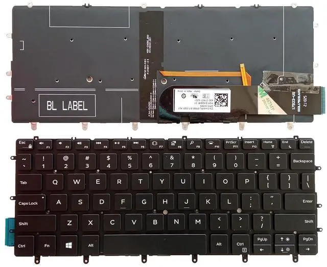 Main image of Laptop Replacement US Layout Keyboard for Dell XPS 13 9305 9370 9380 13-9370 13-9380 P82G 7390 82FHM 082FHM Without Frame,No TrackPoint,Backlit Black