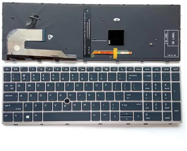 Main image of Laptop Replacement US Layout Keyboard for HP EliteBook 750 755 850 855 G5 G6 Zbook 15U G5 G6 L14366-001 L32575-001 with Pointing with Backlight Silver Frame
