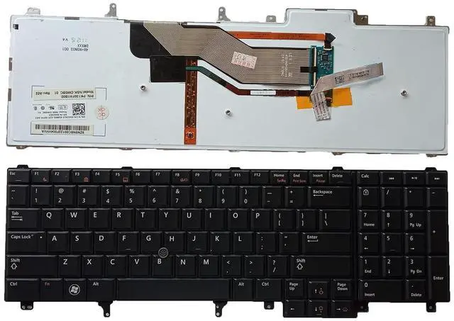 Main image of Laptop Replacement US Layout Keyboard for Dell Latitude E5520 E5530 E6520 E6540 E6530 E6520-30 E5520M M6600 07JJNH Without Frame,TrackPoint,Backlit Black