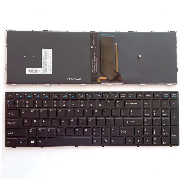 Main image of Laptop Replacement US Layout with Backlit Keyboard for CLEVO N250 N750 CVM15F23USJ4308 6-80-N7500-011-1 United States US Black Frame with White Backlit