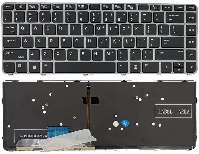 Main image of Laptop Replacement US Layout with Backlit Keyboard for HP Elitebook Folio 1040 G3 Silver Frame