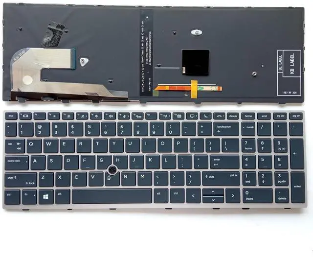 Main image of Laptop Replacement US Layout Keyboard for HP EliteBook 850 G5 755 G5 850 G6 L14366-031 L12000-031 with Frame,TrackPoint,Backlit Silver