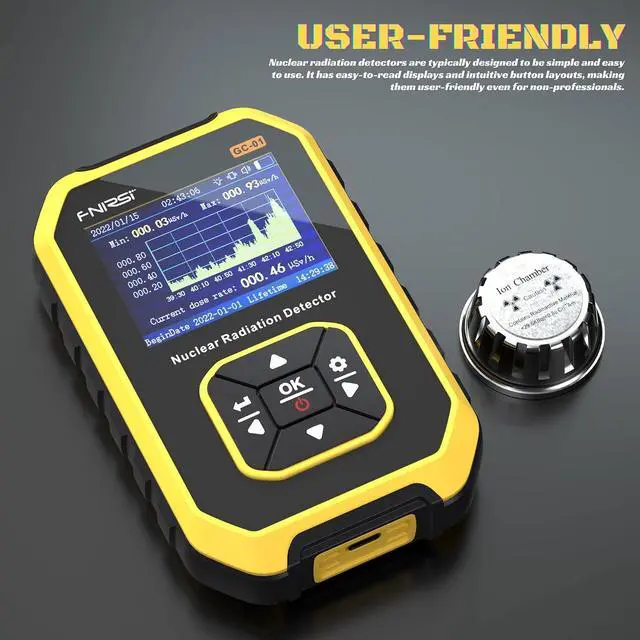 Alt view image 3 of 7 - Geiger Counter, FNIRSI GC01 Radiation Detector, -Ray -Ray X-ray Radiation Dosimeter, Gamma Beta Tester, Rechargeable Radiation Meter for Marble Food Metal Radiation Detector with LCD Screen, 5 Units