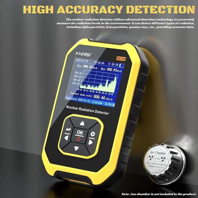 Alt view image 2 of 7 - Geiger Counter, FNIRSI GC01 Radiation Detector, -Ray -Ray X-ray Radiation Dosimeter, Gamma Beta Tester, Rechargeable Radiation Meter for Marble Food Metal Radiation Detector with LCD Screen, 5 Units