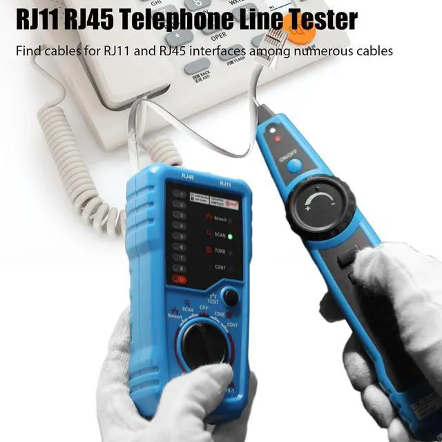 Alt view image 3 of 7 - Network Cable Tester, Multifunction Digital Signal Cable Toner, Cat5 Cat6 Ethernet LAN Network Wire Tracer with Probe Tone, RJ11 RJ45 Telephone Line Tester for Line Continuity Metal Wire Detector