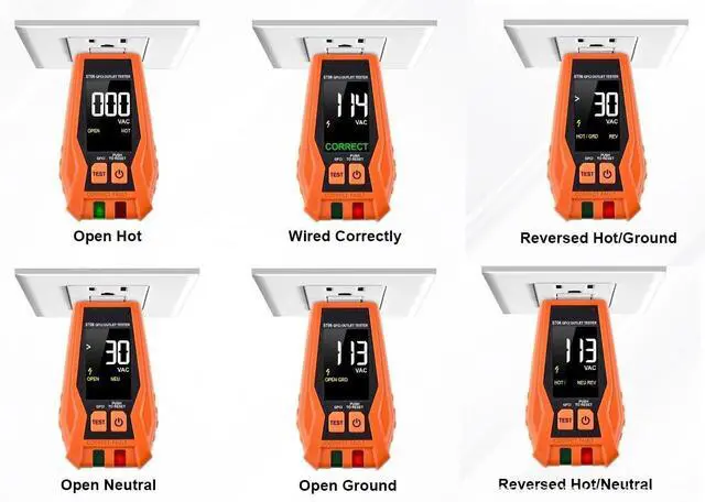 Alt view image 5 of 7 - ST06 Outlet Tester, GFCI Tester, Standard 3-Wire 120V AC Voltage Tester Electrical Outlet Receptacle Tester, with Color LCD Screen & LED Indicator Lights